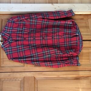 Men's red LL Bean flannel shirt size M reg, slightly fitted.